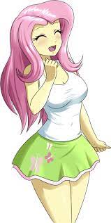 2041092 - safe, artist:danmakuman, fluttershy, equestria girls, adorable  face, adorasexy, breasts, busty fluttershy, cleavage, clothes, cute, eyes  closed, female, laughing, legs, miniskirt, moe, sexy, shirt, shyabetes,  simple background, skirt ...