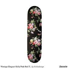 Find over 100+ of the best free flower pattern images. Vintage Elegant Girly Pink Red Trendy Roses Floral Skateboard Deck Zazzle Com In 2021 Skateboard Art Design Skateboard Skateboard Design