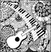 An adult coloring page inspired by the beatles album : Anti Stress Coloring Pages Music