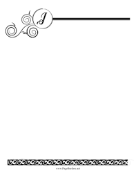 spirals and curlicues create a fancy design around the letter j in this printable monogram border free to dow monogram border monogram printable fancy letters