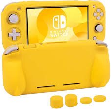 Coral, yellow, grey, and turquoise. Amazon Com Silicone Protective Case For Nintendo Switch Lite Soft Grip Case Cover With Comfort Ergonomic Handles For Nintendo Switch Lite 2019 Self Stand 4 Thumb Stick Caps Yellow Mp3 Players Accessories
