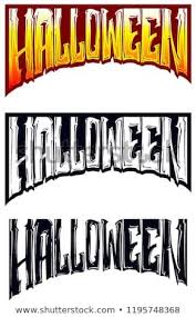 Black And White Cartoon Picture Of Orange Cartoon Halloween Orange Black And White Text Design Lettering On White Background Vector Icon Set