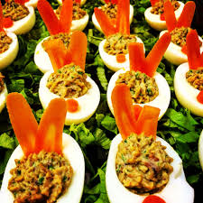 Italian Olive Tapenade Deviled Eggs With Carrot Easter Ears And Nose Happy Easter Aristacatering Horsdoeuvres Olive Tapenade Italian Olives Food