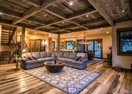 Reclaimed Trailblazer Flooring Weatheredblend Timbers Antique Barnwood Ceiling Absolute Stunner R Open Concept Great Room Great Rooms Timber Frame Homes
