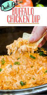 Buffalo Chicken Dip In A Crock Pot Video Dip Recipes Hot Chicken Recipes Appetizer Recipes