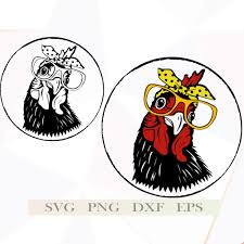 Chicken With Bandana Glasses Svg Files for Cricut, Clipart Farm Animal,  Vector, Crazy Chicken Lady Svg, Shirt Svg Rooster, Crazy Lady Svg