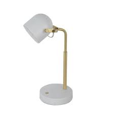 Allen Roth 15 5 In White Led W Dimmer Desk Lowes Com In 2020 Metal Shades Desk Lamp Brass Desk Lamp