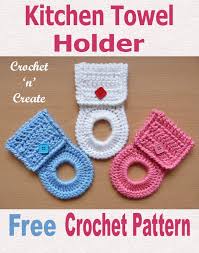 :d this is easy enough for beginners and make a great gift these are a nice alternative to the crocheted towel toppers that are permanently stuck to the towels. Kitchen Towel Holder Free Crochet Pattern Crochet Kitchen Towels Crochet Coasters Free Pattern Kitchen Towel Holder