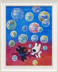 楽天市場 アートフレーム リサとガスパール アートフレーム lサイズ しゃぼん玉 インテリア 壁掛け 額入り 額装込 風景画 油絵 ポスター アート アートパネル リビング 玄関 プレゼント モダン アートフレーム おしゃれ 飾る llサイズ 巣ごもり 絵画 壁飾り 風景専門店