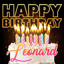 His mother's maiden was bartholomew and she became elise em barden when she married leonard's father who was william c barden and they were living in 1939 at 89, tennison road, croydon. Leonard Animated Happy Birthday Cake Gif For Whatsapp Download On Funimada Com