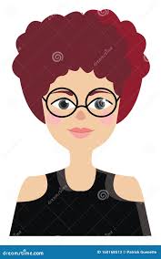 A Girl with a Curly Red Hair, Vector or Color Illustration Stock Vector