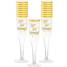Sip Sip Hooray New Year S Champagne Flutes 16ct Plastic Champagne Flutes Champagne Flutes Party Stores