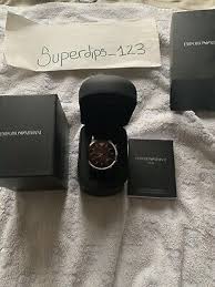 Emporio Armani mens watch black Leather Strap Armani Watch Leather Strap