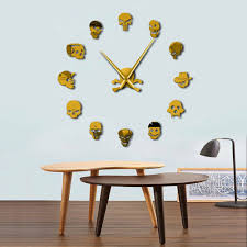 Skull Heads Diy Horror Wall Art Giant Wall Clock Big Needle Frameless Skull Ebay Clock Wall Decor Small Wall Clock Wall Clock