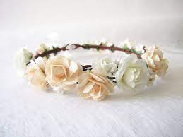 Champagne Color Wedding Floral Crown Wedding Flower Headband Etsy Flower Headband Wedding Floral Crown Wedding Champagne Wedding Colors