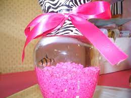 Hot Pink And Black Zebra Print Themed Baby Shower Stripped Live Fish Centerpiece By Pure Dymonds Baby Shower Tableware Zebra Baby Showers Pink Baby Shower
