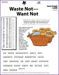 Subtract The Numbers To Solve The Puzzle Jesus Feeds 5000 Bible Crafts Sunday School Vacation Bible School Childrens Church Lessons