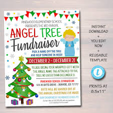 Christmas Angel Tree Fundraiser Flyer Christmas Charity Etsy In 2020 Fundraiser Flyer Holiday Charity Angel Tree