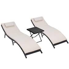 Homall 3 Pieces Outdoor Chaise Lounge Chair Patio Poolside Furniture Set Portable Folding P Outdoor Chaise Lounge Chair Lounge Chair Outdoor Poolside Furniture