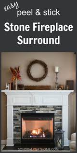 Easy Peel And Stick Stone Fireplace Surround Sondra Lyn At Home Diy Stone Fireplace Surround Stone Fireplace Surround Diy Stone Fireplace
