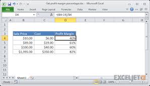 Excel Formula Get Profit Margin Percentage Exceljet