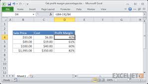 excel formula get profit margin percentage exceljet