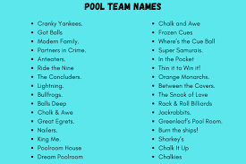400 Unique And Cool Name Ideas For Your Pool Team
