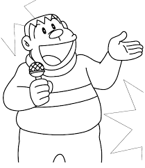 Microphone coloring pages are a fun way for kids of all ages to develop creativity, focus, motor skills and color recognition. Doraemon Gian Singing With Microphone
