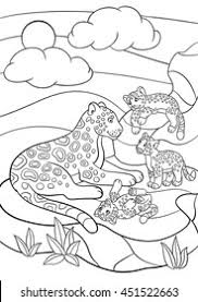 Letter j is for jaguar coloring page free printable coloring pages. Coloring Pages Mother Jaguar Her Little Stock Vector Royalty Free 451522663