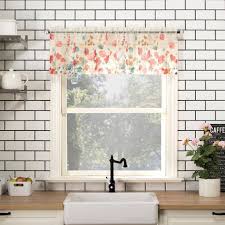 The red poppy elegant window valance showcases an exquisite indian floral poppy motif that is evocative of the french provencal design aesthetic. 14 X54 Rosalind Watercolor Floral Semi Sheer Rod Pocket Kitchen Curtain Valance Poppy Red No 918 Target