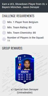 Jason denayer belgium national football team football player, football transparent background png clipart. Fifa 20 Denayer Vs Arp Ucl Showdown Sbc Requirements And Solutions Fifaultimateteam It Uk