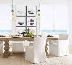 Sure fit™ scroll leaf dining chair slipcover. Perfect Pair Banks Extending Dining Table Classic Slipcover Chair Pottery Barn