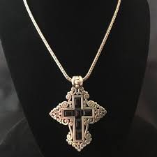 Brighton Pathway Cross Black Crystal Silver Necklace 16 18 Brighton Necklace Brighton Jewelry Cross Pendant Necklace Silver Pendant Necklace