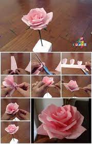 How To Make Tissue Paper Rose Flower Paper Flower Tutorial Tissue Paper Flowers Easy Paper Flowers
