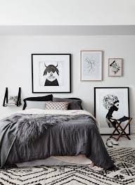 Bedroom Excllent Scandinavian Bedroom Design Using Grey Bedding Sets Also Frame Wall Art Plus Patte Scandinavian Design Bedroom Bedroom Interior Bedroom Design