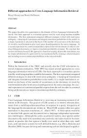 Different approaches to Cross Language Information Retrieval