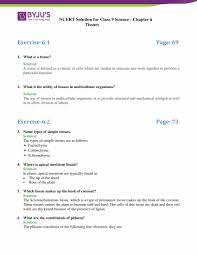 Ncert Solutions Class 9 Science Chapter 6 Tissues Updated