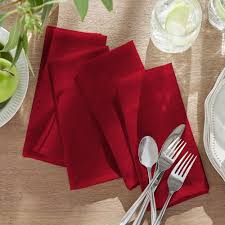 Cleaning cloth napkins and placemats? Elrene 17 In W X 17 In L Elegance Plaid Damask Poinsettia Red Fabric Napkins Set Of 4 21051poi The Home Depot