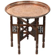 Moroccan Moorish Copper Tray Table With Folding Base Tray Table Copper Tray Brass Tray Table