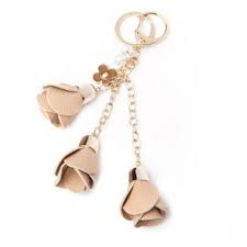 Gold Metal Women Keyring Bag Charm For Keys Porte Cle Llaveros Mujer Sleutelhanger Jewelry Keychain Leather Rose Flower Keyc Acessorios Trabalho Do Couro Couro