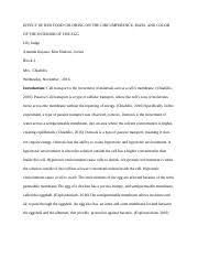 This membrane is selectively permeable; Egg Osmosis Experiment Lab Report Running Head Egg Osmosis Experiment 1 Egg Osmosis Experiment Julia Nagy Lab Partner Brittany Pacholke Kent State Course Hero