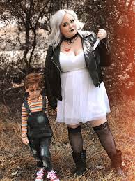 In seed of chucky they got make overs when they were puppets in a movie xx. Chucky And Tiffany Halloween Costume Chucky Halloween Costume Horror Halloween Costumes Chucky Costume For Kids
