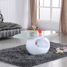 Available in white or brown colorways, this simple oval table provides versatile style on a budget. High Gloss Black White Oval Glass Stylish Coffee Table Living Room Furniture Black White
