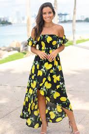Black Lemon Print High Low Dress In 2020 Lemon Print Dress Everyday Dresses Dresses