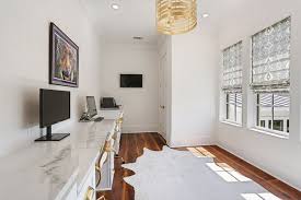 I looked at doing her entire home and knew we would do it in stages, with the master bedroom being. Home Office Off Master Bedroom With Long Custom Desk For Two Countertop Is Calacatta Linear Marble Homeoffice Home Modern Home Offices New Orleans Homes