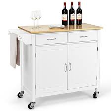 Maybe you would like to learn more about one of these? Costway Modern Rolling Kitchen Cart Island Wood Top Storage Trolley Cabinet Utility New White Walmart Com Walmart Com