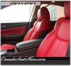 2009 2014 Nissan Maxima Red Leather Package Customize Your Own Interior Today Canadaseatskins Com Leatherseats Nissan Maxima Nissan Car Seats