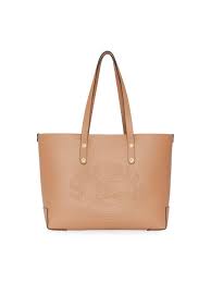Burberry Small Embossed Crest Leather Tote In Light Camel Gold Natural Lyst