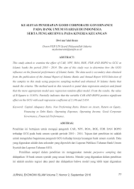 Pdf Kualitas Penerapan Good Corporate Governance Pada Bank Umum Syariah Di Indonesia Serta Pengaruhnya Pada Kinerja Keuangan