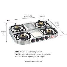 Spill proof design makes it easy to clean and maintain. Prestige Stainless Steel 4 Burner Gas Stove Silver Amazon Ae Kitchen
